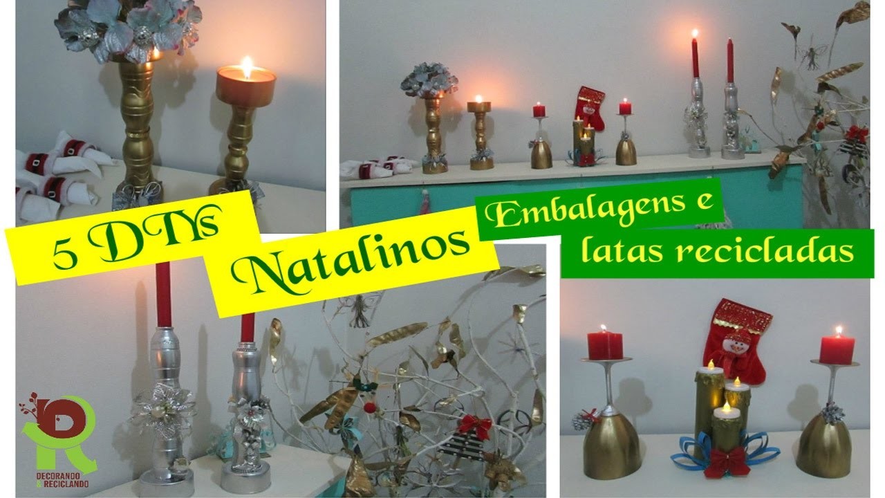 DIYs Natalinos ???? Castiçais ???? RECICLANDO EMBALAGENS DE IOGURTE