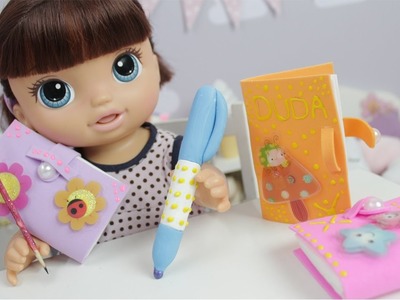 Como Fazer Agenda, Lápis e Caneta para Baby Alive e Outras Bonecas | DIY - Lilly DOll