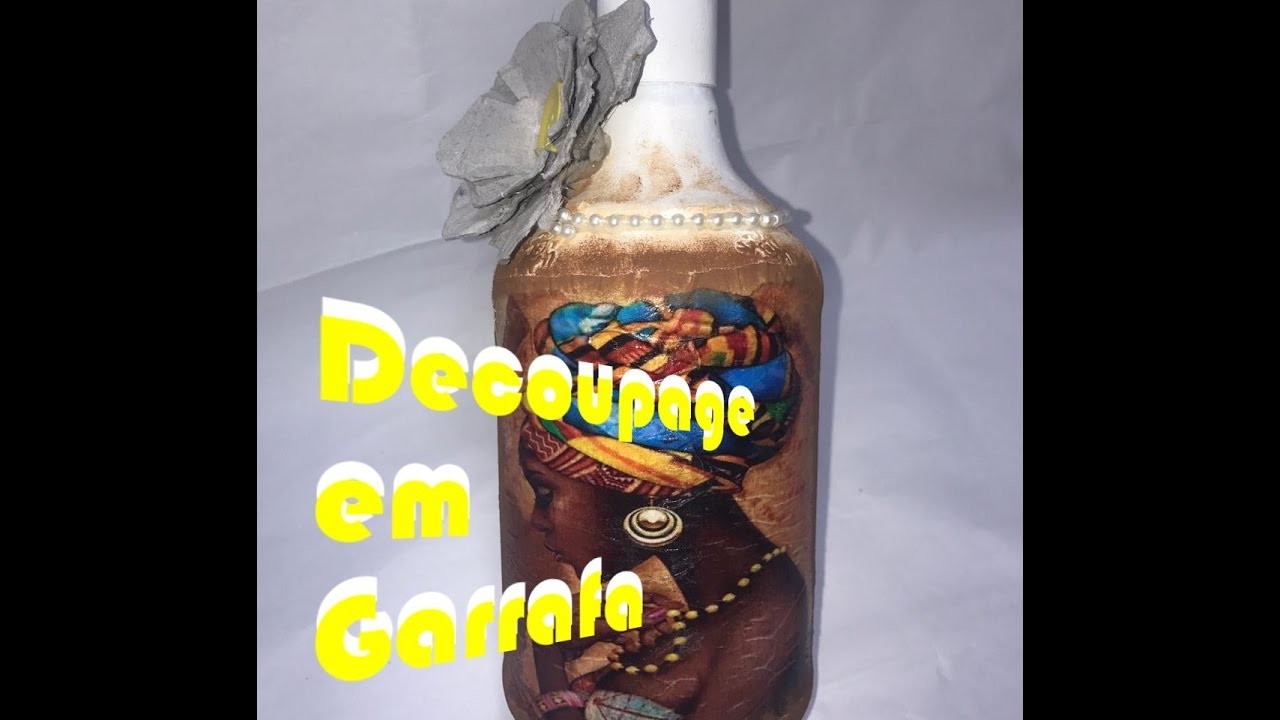 Decoupage Vintage em Garrafa (modelo africana)