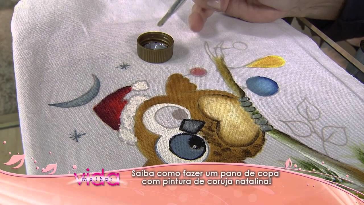 Saiba como fazer um pano de copa com pintura de coruja natalina!