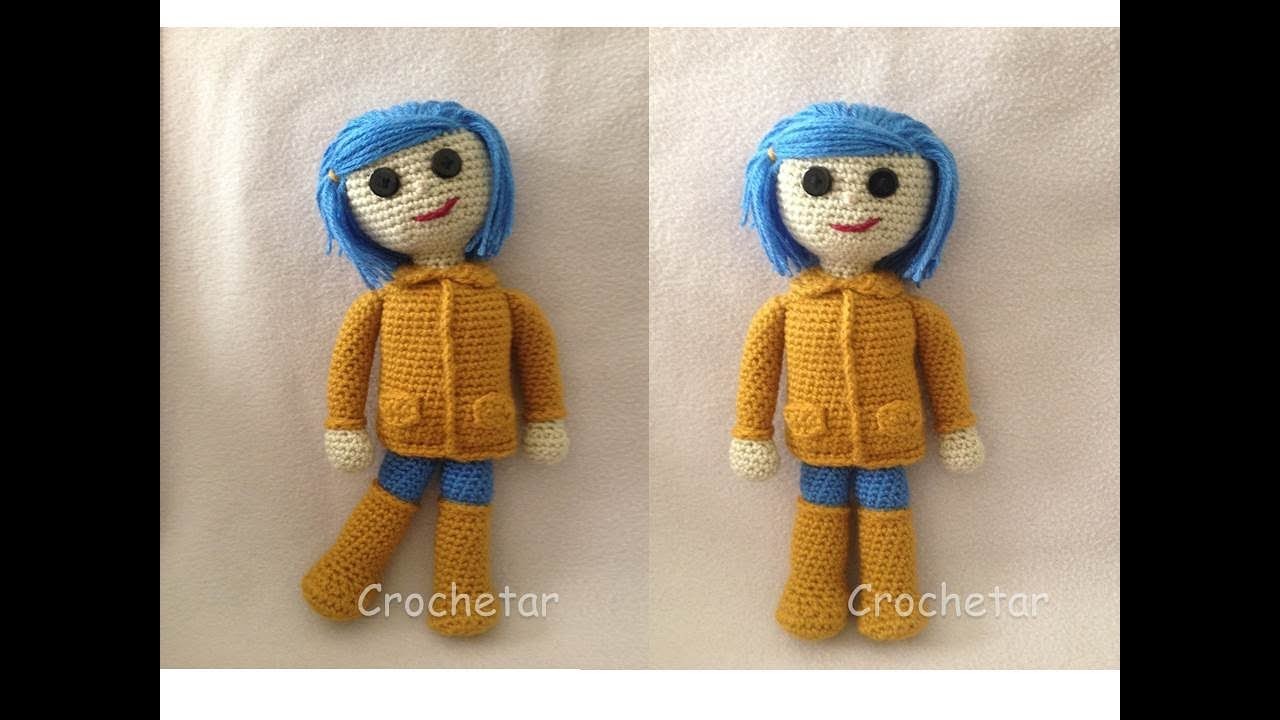 Amigurumi Coraline (boneca crochê) - Professora Maria Rita