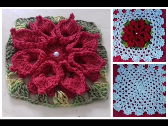 Flores eToalhinhas do Caminho de Mesa com Flores Vermelhas em Crochê com Cristina Coelho Alves