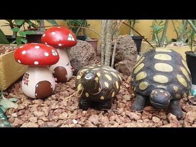 Como fazer tartaruga para decorar jardins (passo a passo)