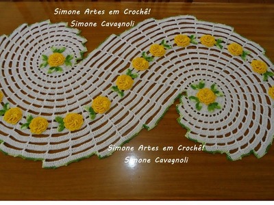 Passo a passa do Tapete Espiral c. Flores. Simone Cavagnoli. Simone artes em crochê.