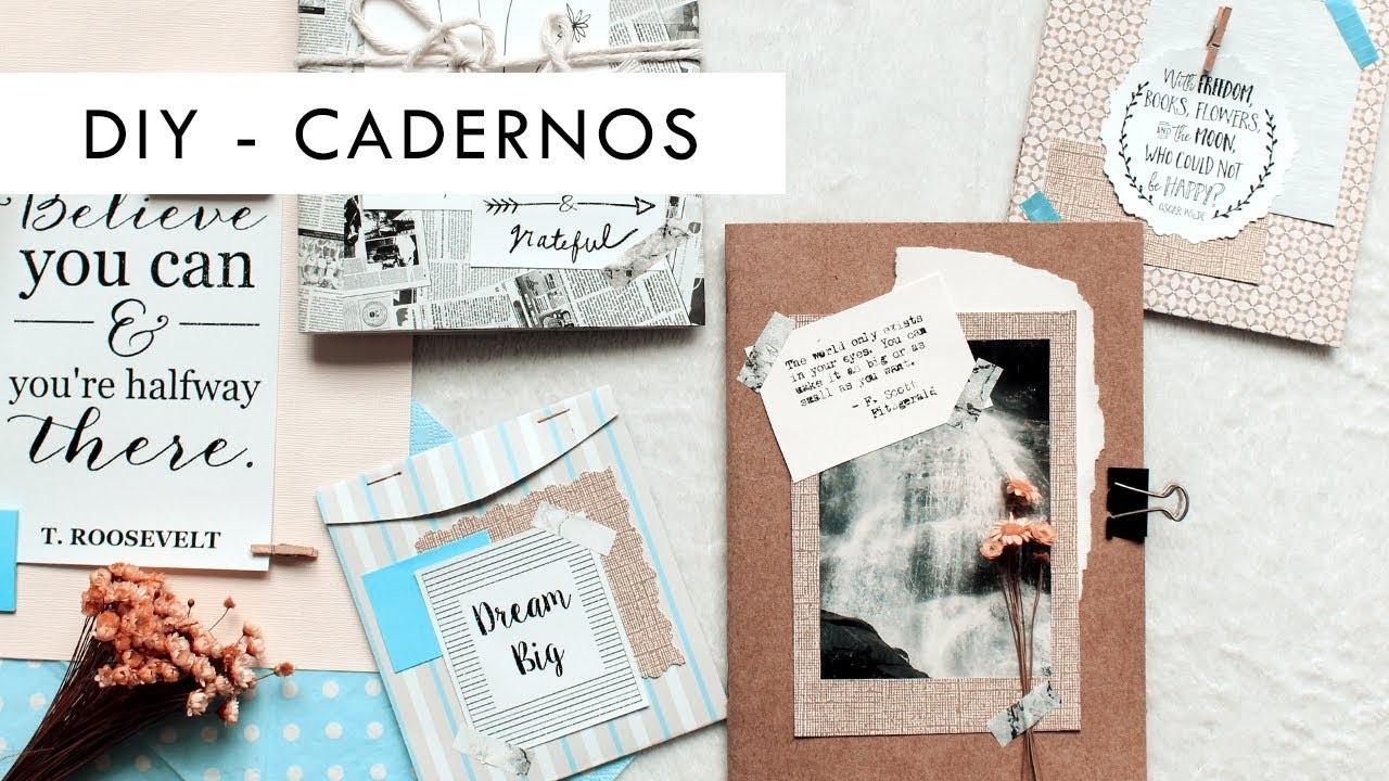 4 Cadernos muito fáceis de fazer! | Faça você mesmo - DIY TUTORIAL | Marina Araújo