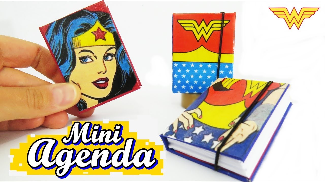 Como Fazer Miniatura Agenda Mulher Maravilha DIY Mini Livro Super Toy Kids em Português