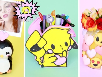 DIY Kawaii e Emojis Porta retrato, porta treco, pote ????15 ideias #DIYdosNamorados