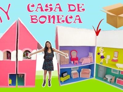 DIY Casinha de Boneca de Papelão + Móveis | Para Polly, Barbie, Monster High, Frozen, EAH, EG