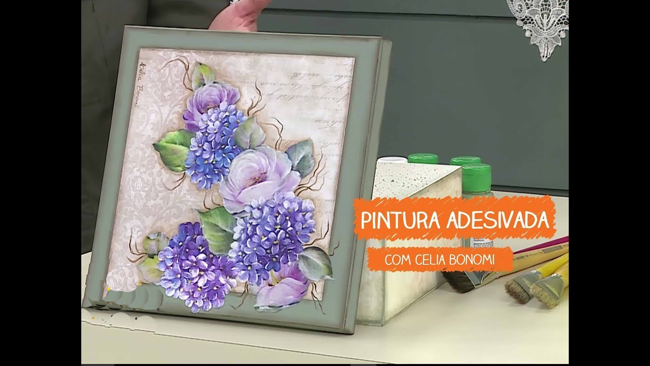 Pintura Adesivada com Hortência com Celia Bonomi | Vitrine do Artesanato na TV - Rede Família