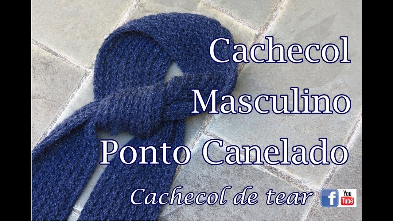 PONTO CANELADO, Cachecol Masculino em tear de pregos - artesanato