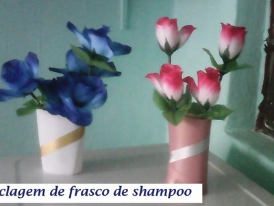 Centro de mesa com frasco de shampoo fácil pratico barato -reciclagem #artesanato