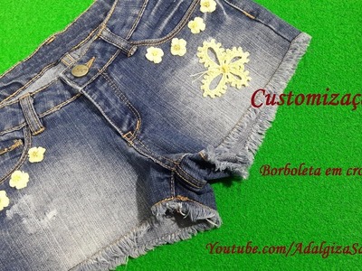 DIY - Como fazer  customização em roupas e shorts jeans