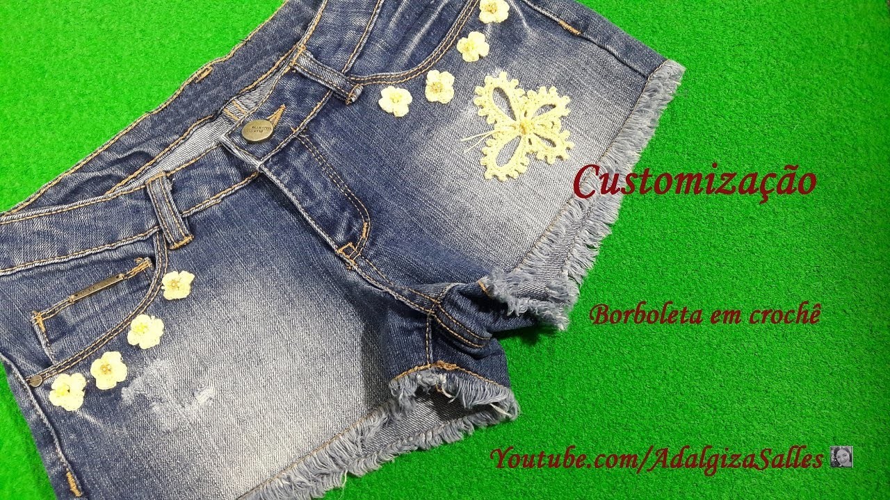 DIY - Como fazer  customização em roupas e shorts jeans