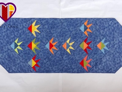 Caminho ou trilho de mesa em patchwork "Os peixes". Beautiful quilt patchwork table runner tutorial