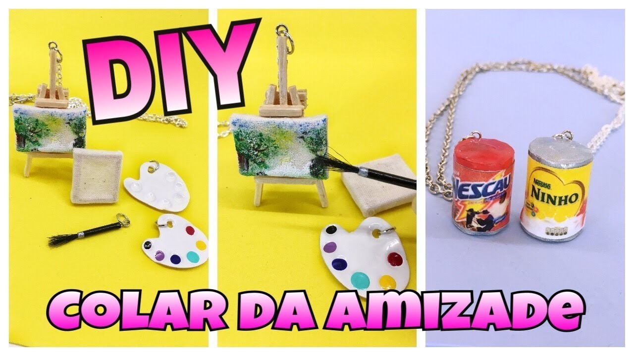 DIY COLAR DA AMIZADE . 2 ideias de colar da amizade miniatura realistica  Por Manu Markus