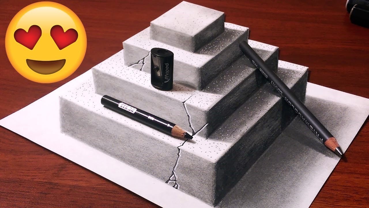 INCRÍVEL Como Desenhar uma PIRÂMIDE 3D ???? How to Draw a 3D Concrete Pyramid Optical Illusion