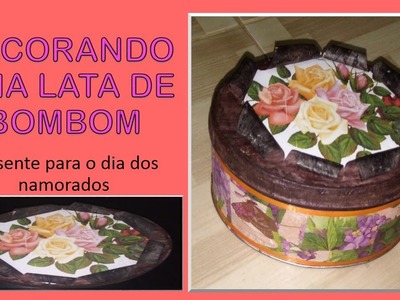 Decoupage em lata de bombom- dia dos namorados