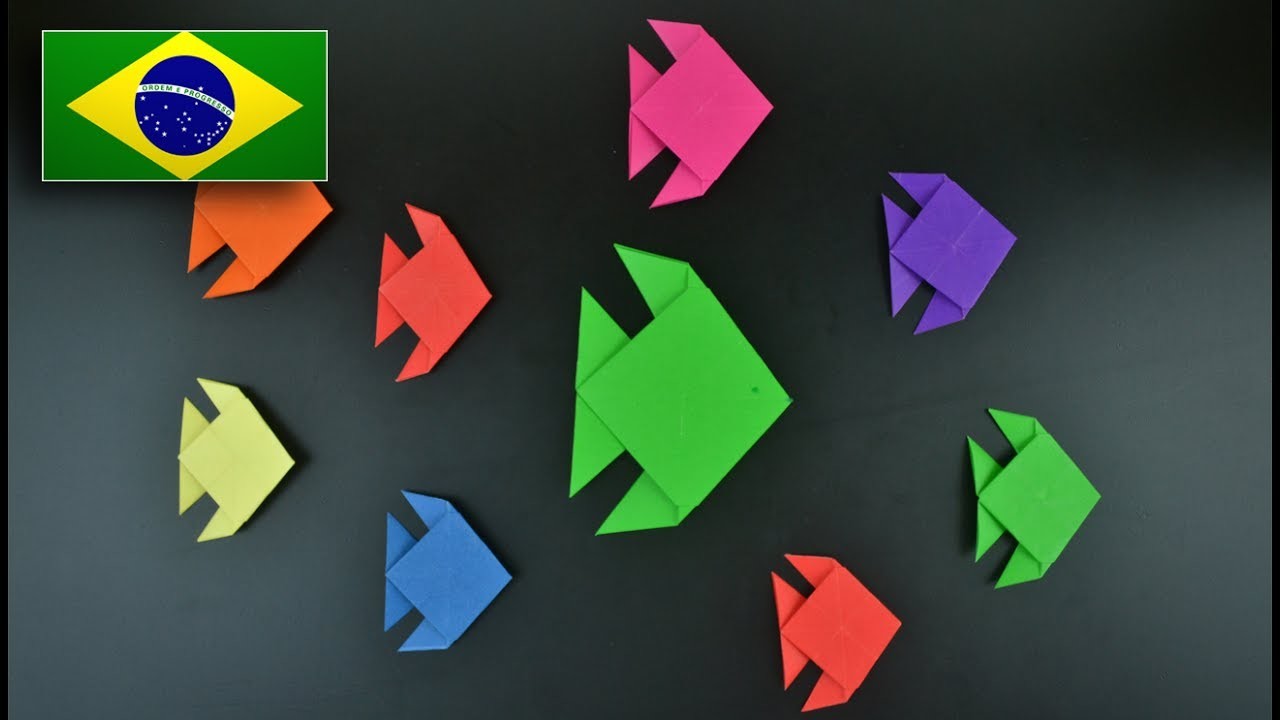 Origami fácil de PEIXE - Instruções em Português BR