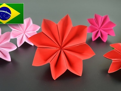 Origami: Flor do Natal. Poinsétia - Instruções em Português BR