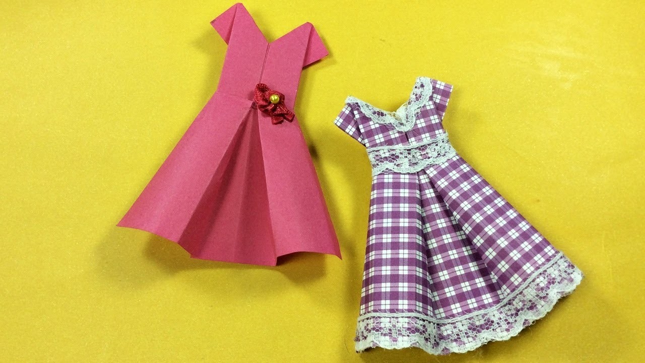 Vestido de origami - dobradura de papel - passo a passo