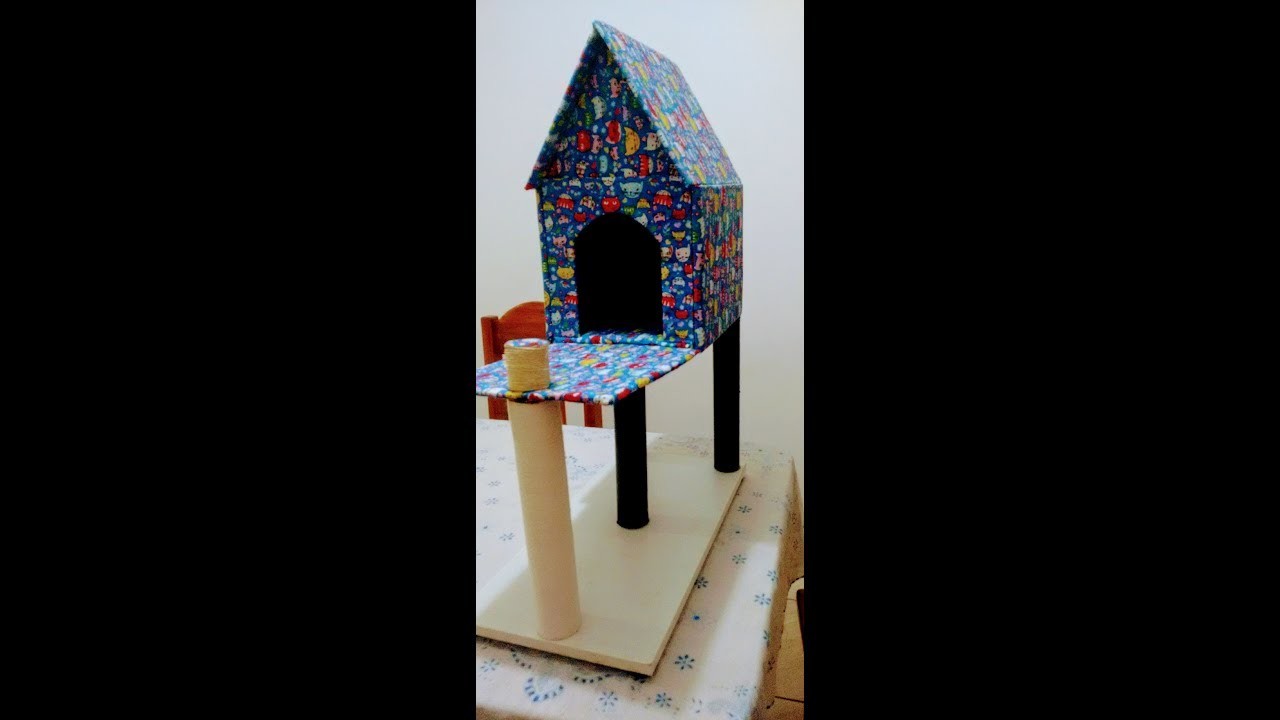 Casa de gato com arranhador # diy com papelão.