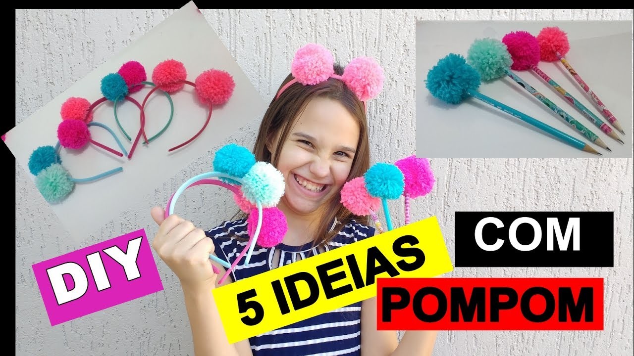 DIY 5 IDEIAS COM POMPOM. COMO FAZER POMPOM -  LIVIA STURNIK