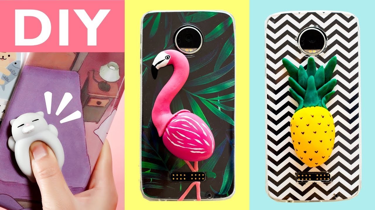 DIY Capinha de celular " SQUISHY " MUITO FÁCIL - Flamingo e abacaxi - Case personalizada