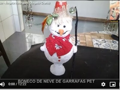Boneco de neve feito de garrafas pet- natal