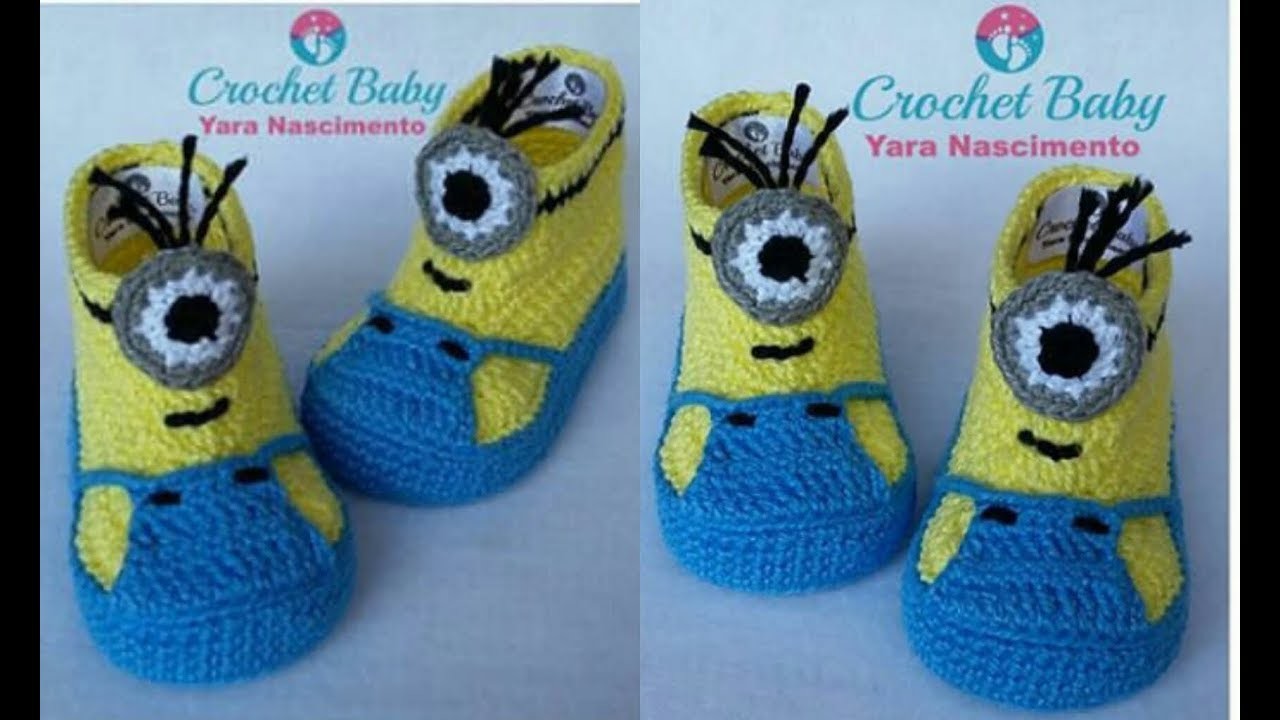 Botinha do MINIONS de crochê - Tamanho 09 cm - Crochet Baby Yara Nascimento PARTE 01