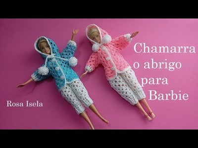 Chamarra o abrigo para Barbie en crochet.