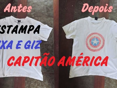 DIY - COMO ESTAMPAR ROUPA COM LIXA E GIZ DE CERA - Capitão América