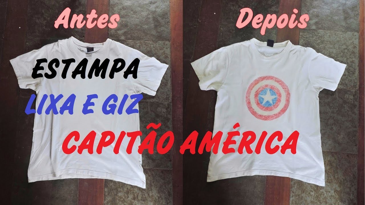 DIY - COMO ESTAMPAR ROUPA COM LIXA E GIZ DE CERA - Capitão América