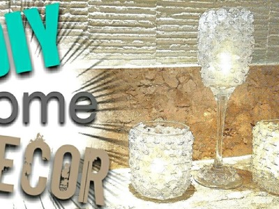 HOME DECOR ROOM DECOR - Como fazer castiçal de cristal estilo lustre usando copos e taças