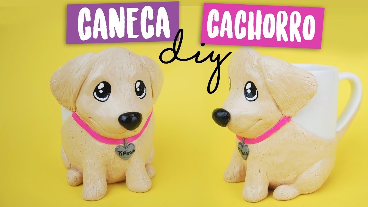 DIY KAWAII: Caneca de Cachorro! Golden Retriever Pipoca! Por Isabelle Verona