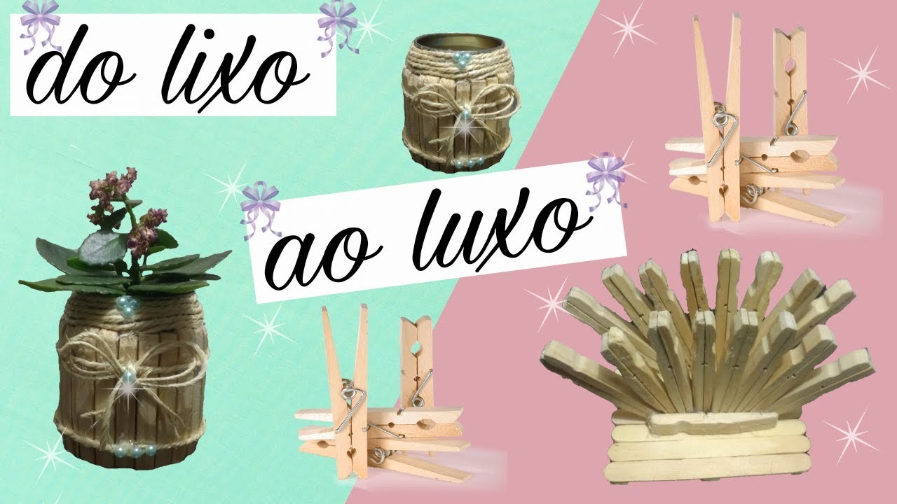 DIY: VASINHO E PORTA GUARDANAPO FEITO COM PREGADORES DE ROUPA.por Jaque Reis