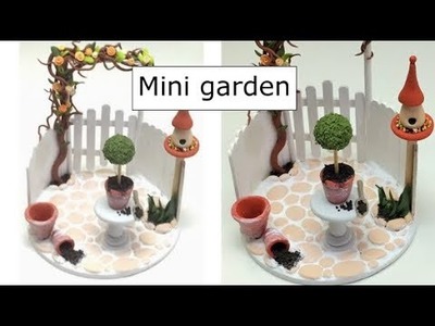Miniature patio.garden- Polymer clay and wood