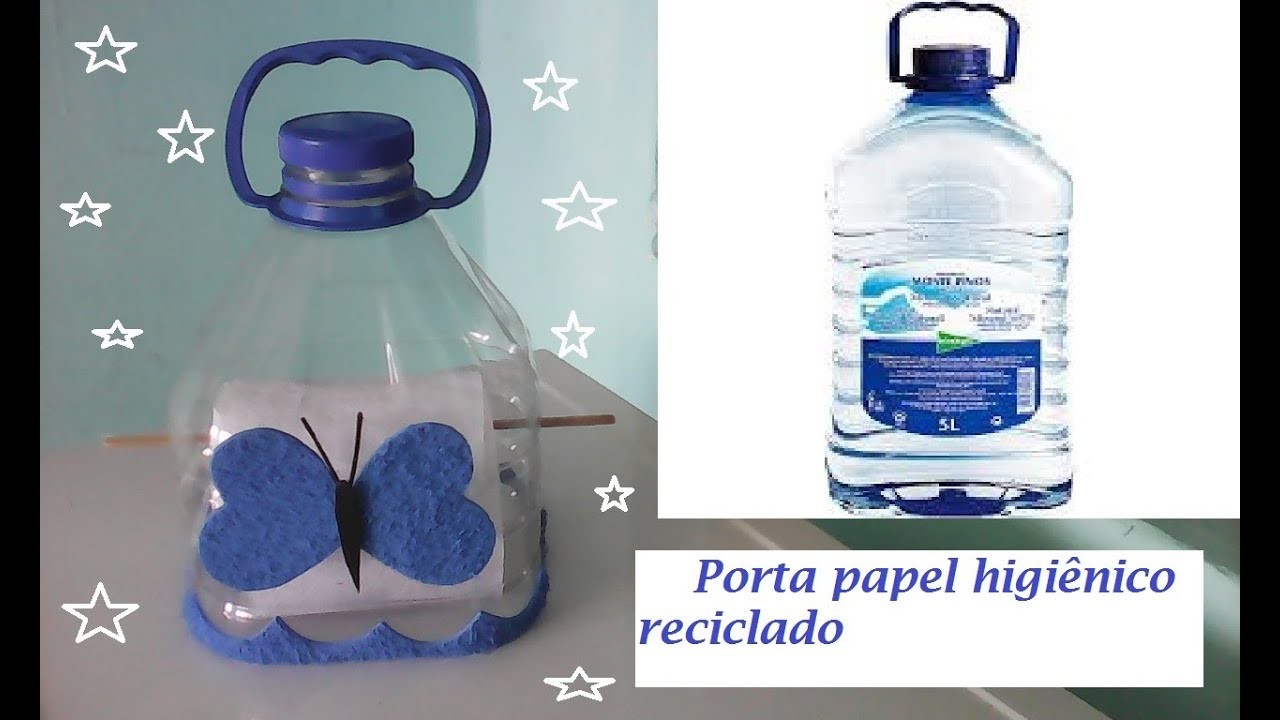 Porta papel higiênico de garrafa pet e eva fácil,ideias com garrafa pet e eva,plastic bottle craft