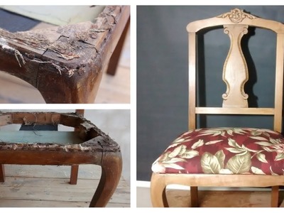 Como restaurar linda cadeira de madeira antiga com estofado | feito a mão