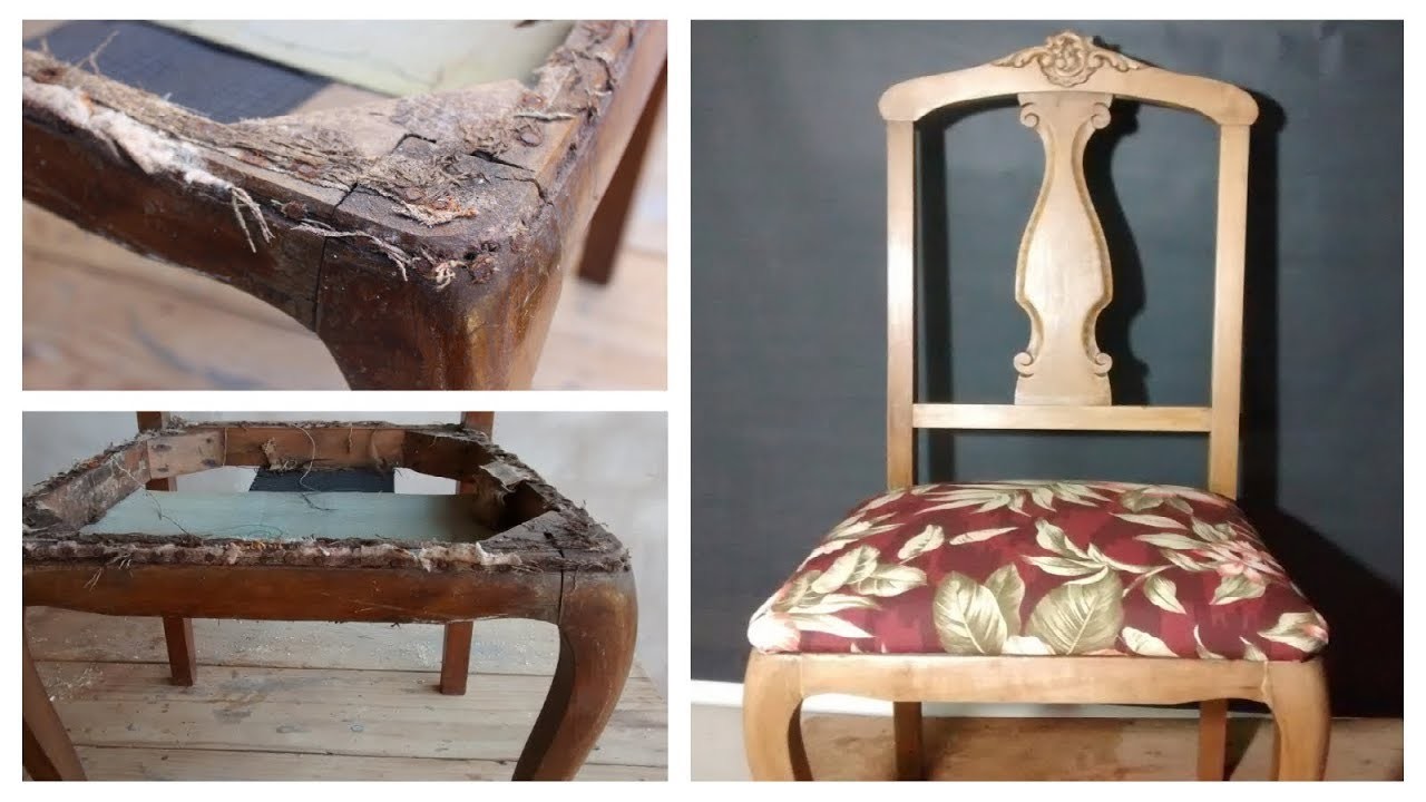 Como restaurar linda cadeira de madeira antiga com estofado | feito a mão