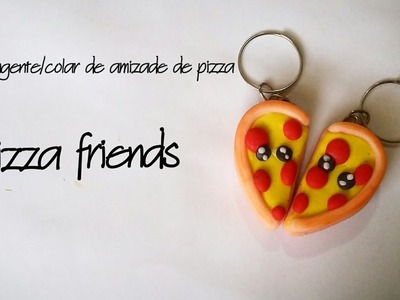 DIY: COMO FAZER, Pingente.Colar de pizza em biscuit. Pizza Friends