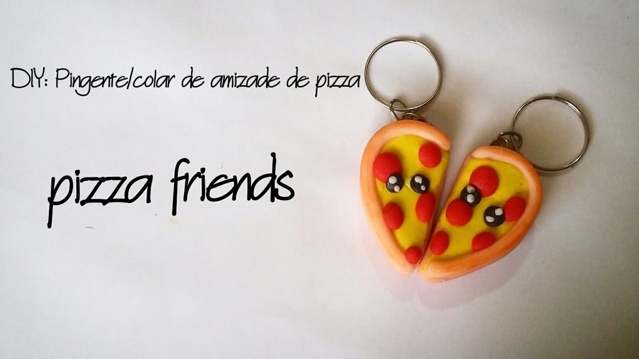 DIY: COMO FAZER, Pingente.Colar de pizza em biscuit. Pizza Friends