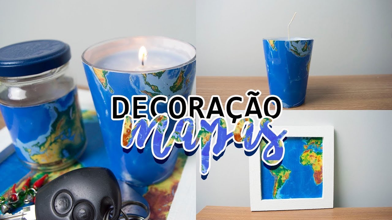 DIY - Ideias FÁCEIS e BARATAS de decoração com MAPAS