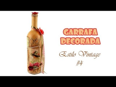 Garrafa Decorada Estilo Vintage #4 Dama (ARTESANATO, DIY, RECICLAGEM)