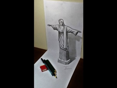 Desenho em 3D - Cristo Redentor - Rio de Janeiro - 15.07.2017