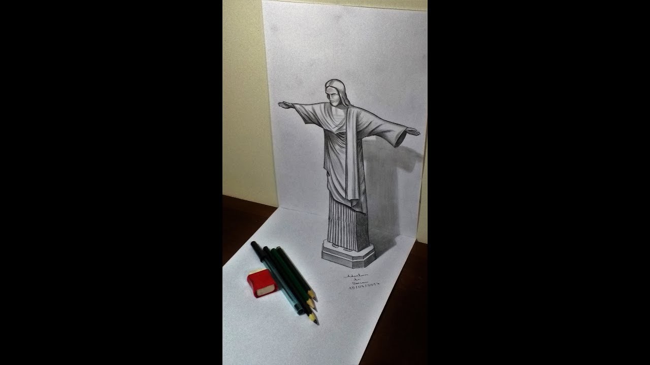 Desenho em 3D - Cristo Redentor - Rio de Janeiro - 15.07.2017