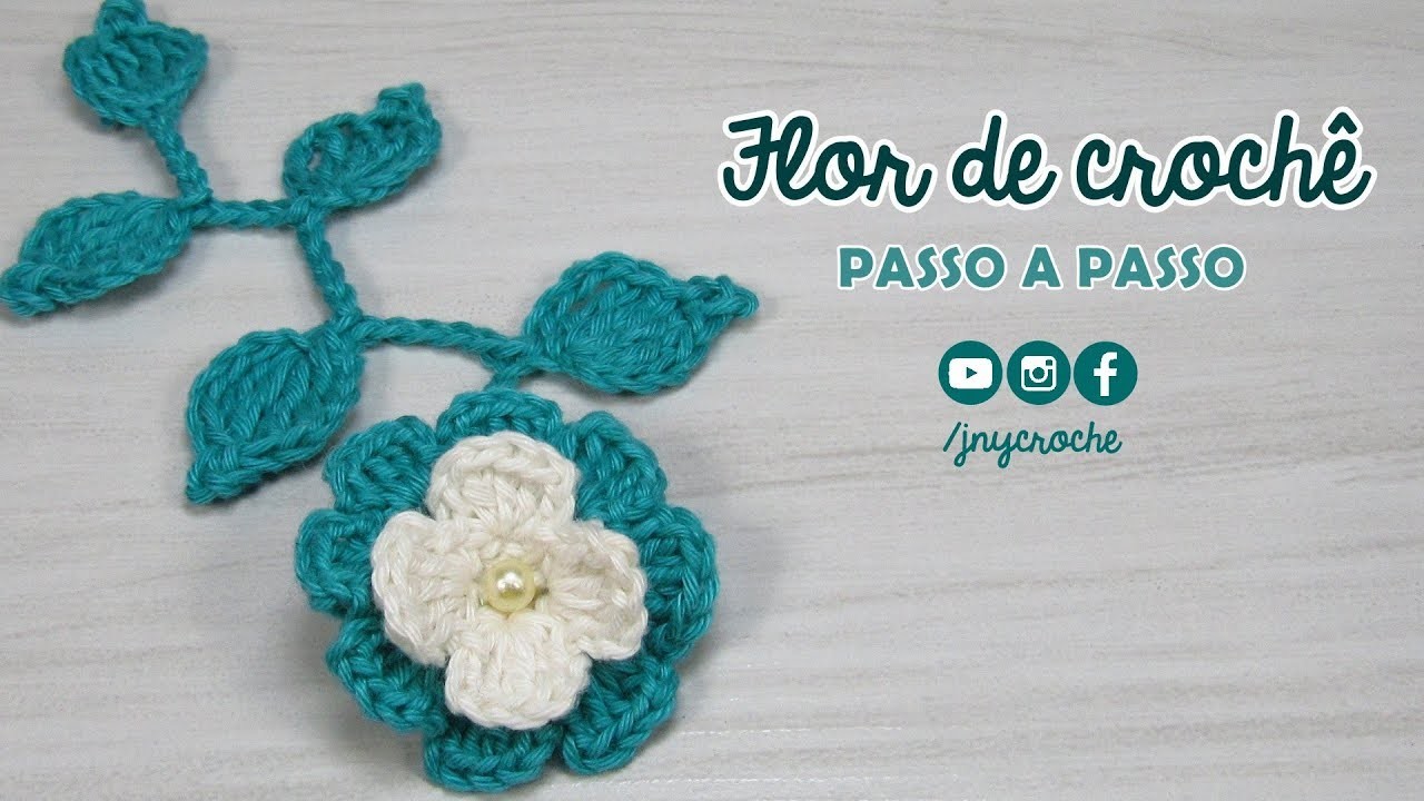 Flor de crochê simples para aplicação - JNY Crochê
