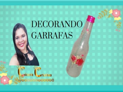Reciclando garrafa - Decoração na garrafa que tem falso jateado caseiro - Faça você mesmo