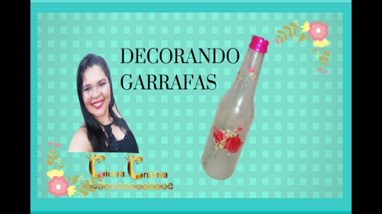 Reciclando garrafa - Decoração na garrafa que tem falso jateado caseiro - Faça você mesmo