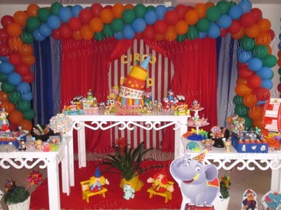 DECORAÇÃO COM BALÕES TEMA CIRCO E OUTROS