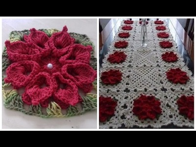 Flores Vermelhas em Crochê Para Serem Aplicadas no Caminho de Mesa em Crochê - Cristina Coelho Alves